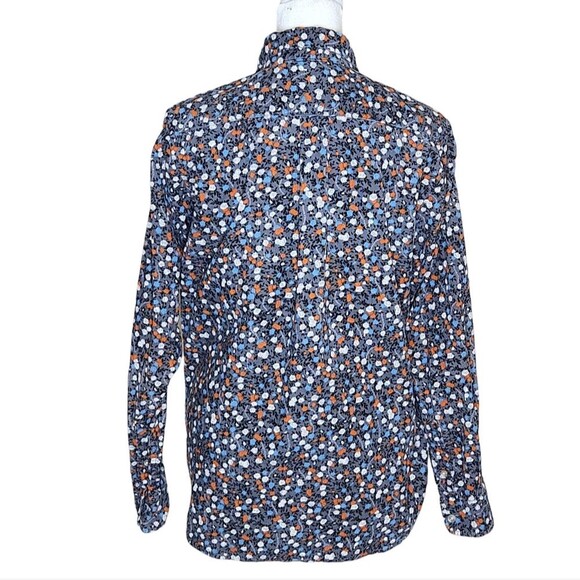 Beams Heart Corduroy Button Down Shirt Gray Blue Orange Floral Women's Small - Picture 4 of 10